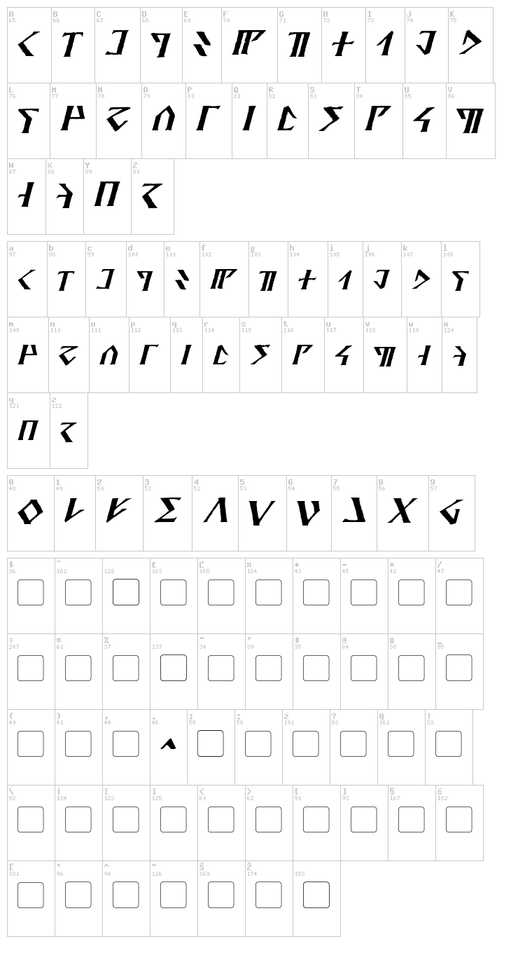 Davek font map